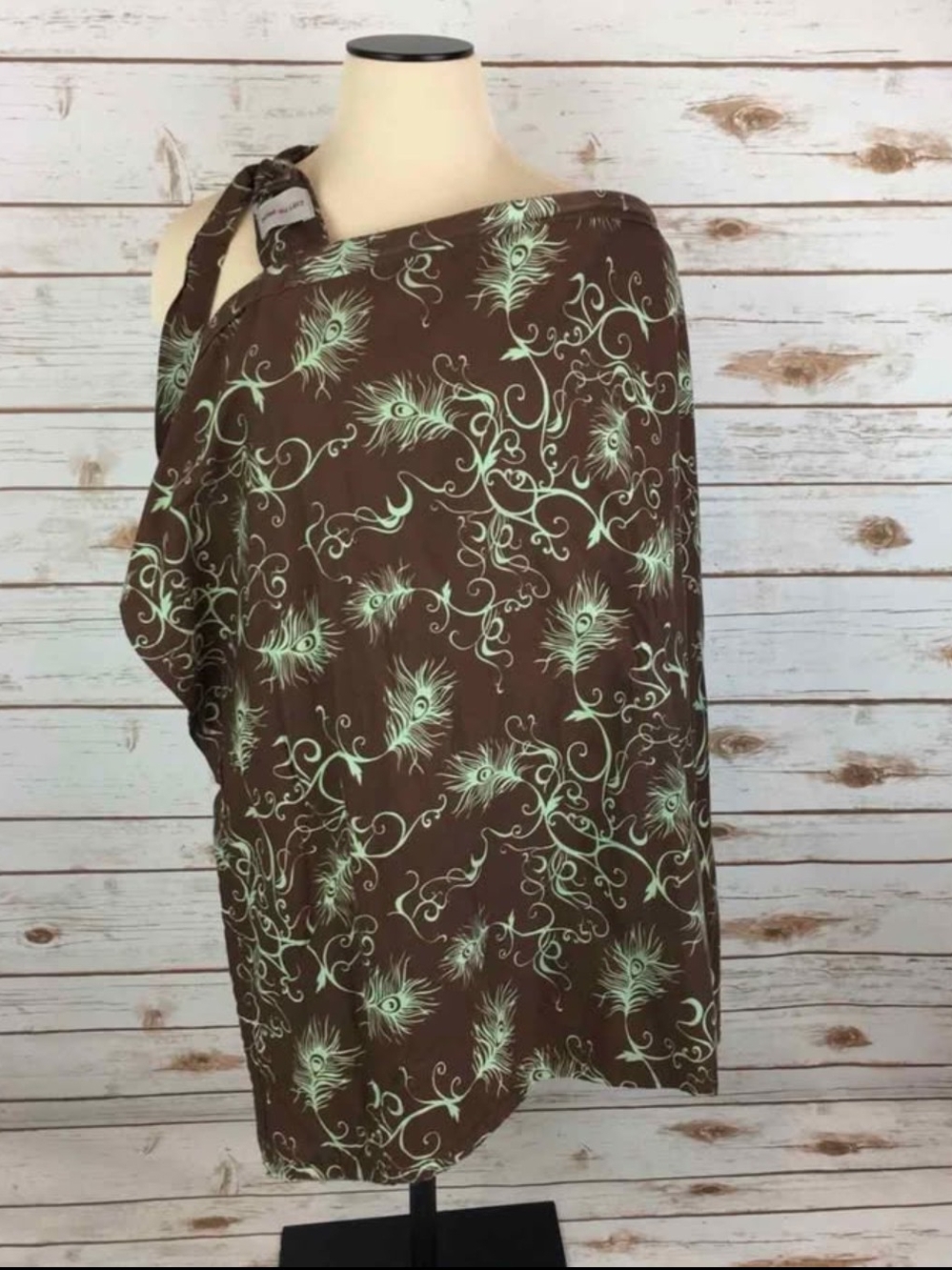 Bebe Au Lait Nursing Cover Cotton Green & Brown Peacock Feather Print